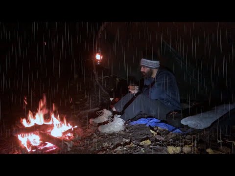 solo camping in rainforest ASMR: solo bushcraft camping in
