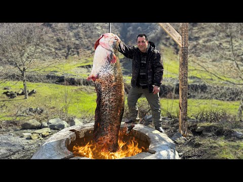 I Caught A Huge Fish and Cooked It in a Big Tandoor Fish
