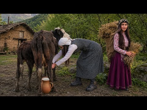 Traditional rural Life Morning: Fresh Milk, Homemade