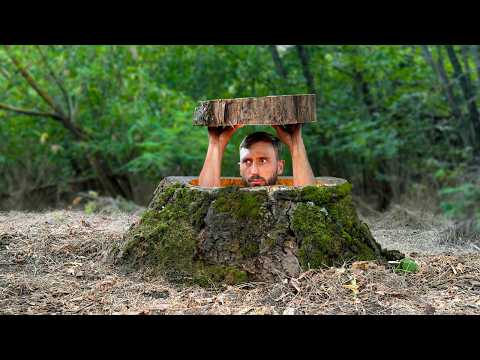 Building a Hidden Dugout Under an Oak Stump A Warm, Secret