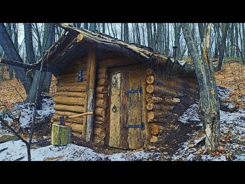 CABIN ON THE RIVER IN THE WILD FOREST BUILDING A COZY