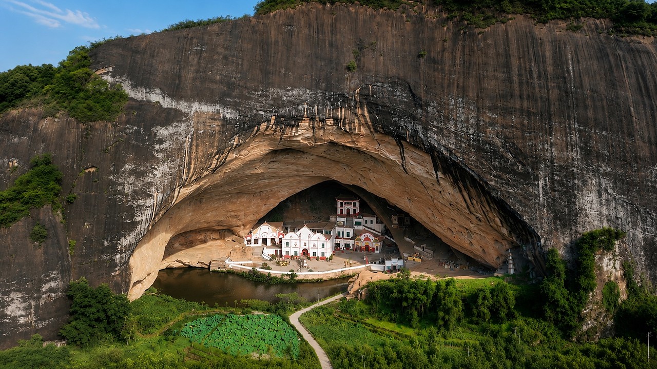 Inside China's Giant Cave Someone Built This