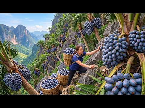 Harvesting Tons Of Palm Fruits In The Forest And Selling