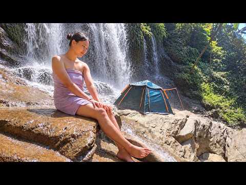 Young Woman Camping Alone by a Cool Stream | Relaxing ASMR