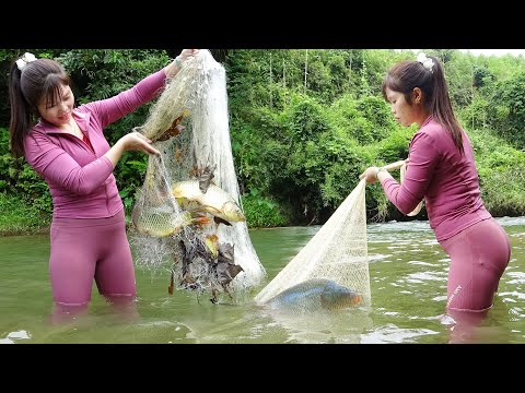 Young Girl Fishing Alone On The Rivers, Fishing With