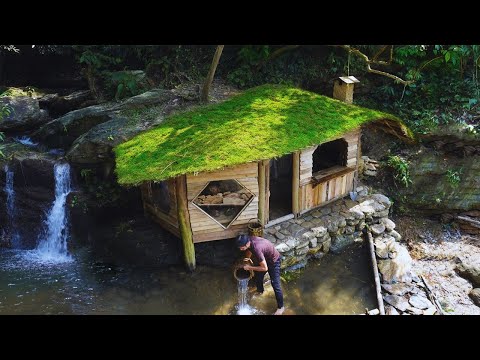 Build a Bushcraft house on top of a mountain Build