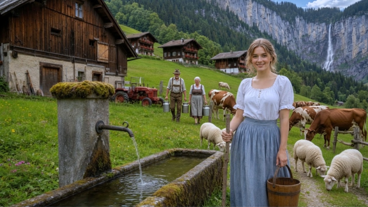 Peaceful Farm Life Harvesting Fresh Fruits, Farm Animals