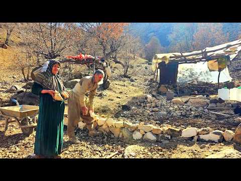 Nomadic life in the heart of the mountains Building a stone