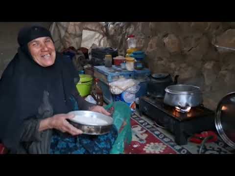 Iran nomadic life cementing a platform for washing dishes