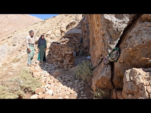 Iran nomadic life the construction of a stone platform by