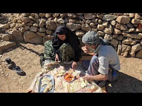 Iran nomadic life drawing flowers to the wall inside the