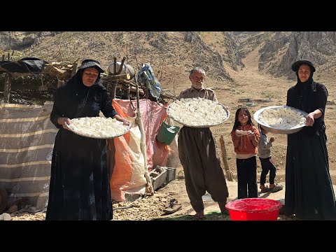 Nomadic life making traditional keshk cleaning nature and
