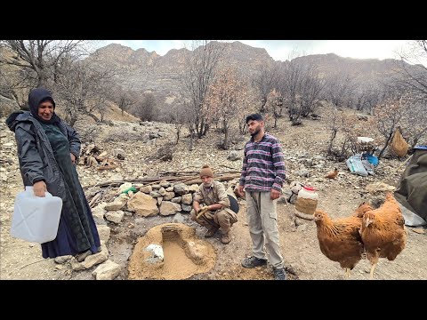 Nomadic life Building a desert fireplace with stones and