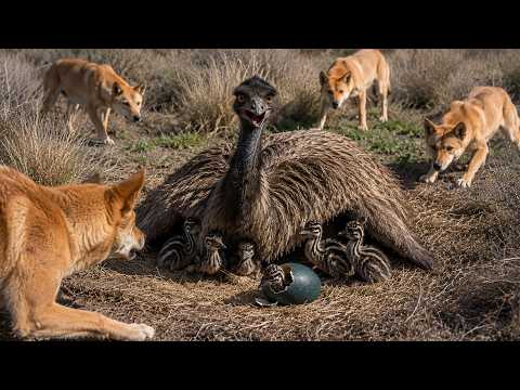 This Brave Emu Father Faces Dingoes to Protect His Chicks
