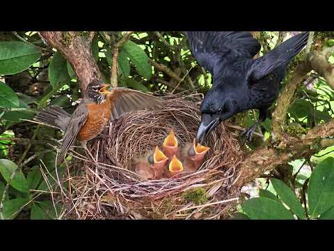 Tiny Chicks vs Giant Crow The Brutal Battle for Survival in