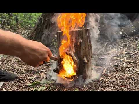 Building a cozy shelter from clay and an old wheel to