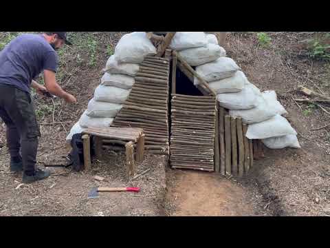 Building of an underground shelter from bags