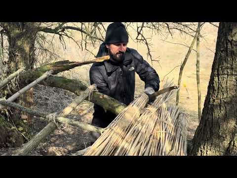 Building a Clay Shelter Under a Tree to Survive Among Wild