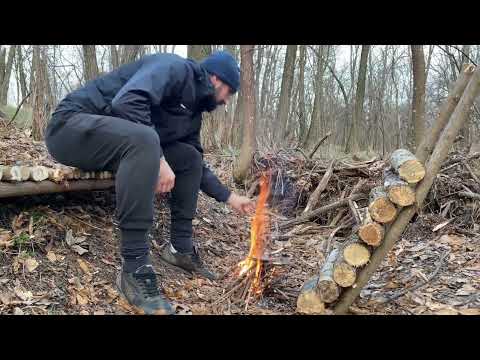 Solo Camping at the forest Outdoor Cooking Bushcraft