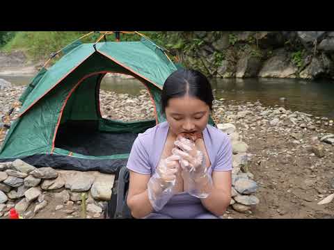 solo Camping in a Hot Tent by a crystal clear stream