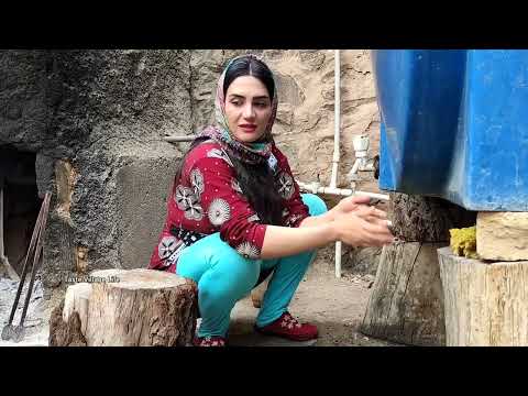 Village Lifestyle Iran Make Traditional Butter with Goat