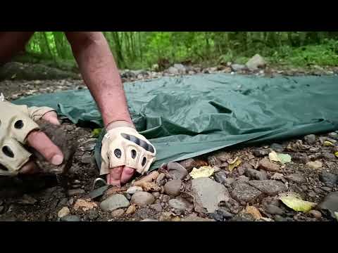 Camping and swimming in heavy rain Camp by the river