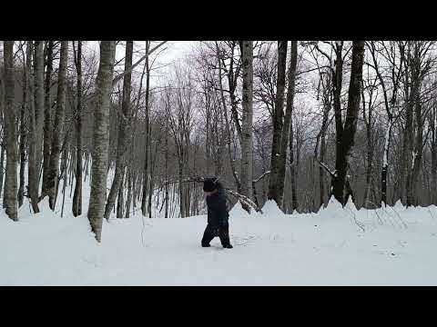 Camping in the snow without shelter Sleeping on ice in