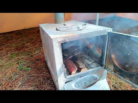 Solo camping in the snow and extreme cold wood heater hot