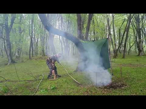 Deadly Camp in a Stormy Night Survival with a Tarp in Heavy