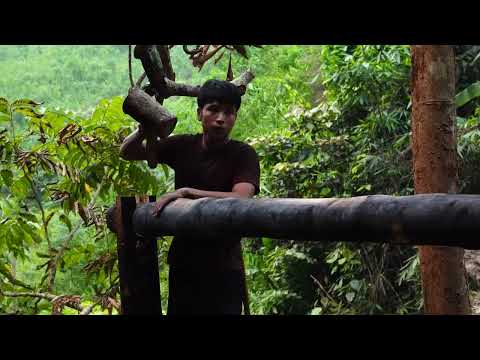 Building a Two Story Frame by the Waterfall Living Alone in
