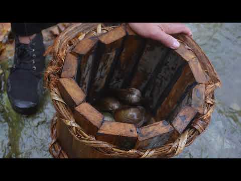 Building a Bushcraft House by Waterfall Making Curtains and