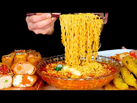 열라면 3봉지와 바삭바삭고추튀김 유부초밥 먹방 Spicy Instant Noodles Fried Tofu