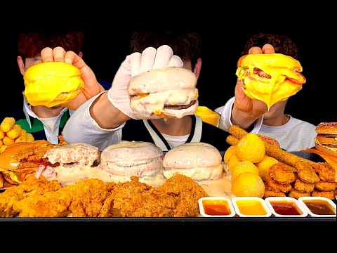 ASMR 치즈듬뿍 치즈버거 크림치즈버거 치즈소스 모음집 먹방 Bonggil Cheese Mukbang