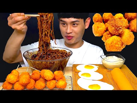 ASMR 일요일은 짜장면먹는날 크림통새우튀김볼 먹방 BLACK BEAN NOODLE WITH SHRIMP