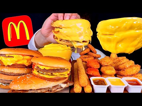 ASMR 맥도날드 버거킹 패스트푸드 트리플 치즈버거 롱치즈스틱 너겟 치즈소스 찍먹방 McDonald s