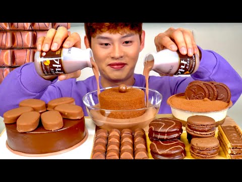ASMR 달달구리 초코릿 파티 몽쉘 초콜릿 마카롱 케이크 과자 먹방 Chocolate Dessert
