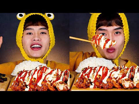 처갓집 슈프림양념치킨 케찹 마요네즈 듬뿍뿌려서 치밥먹방 Korean Sweet Chicken MuKBang