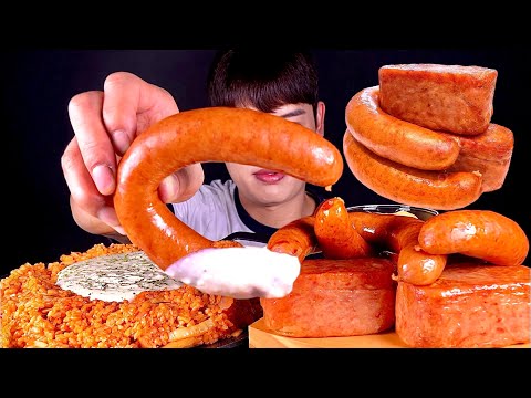 ASMR 크림치즈 김치볶음밥 불닭킬바사소세지 통스팸 먹방 Cream kimchi Rice With