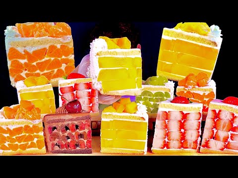 ASMR 과일블럭케이크 순우유망고 요거트샤인머스켓 초코체리 우유감귤 먹방 Fresh Fruit Block