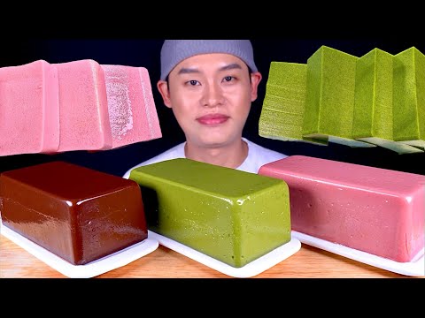 직접만든 말차벽돌푸딩 초콜릿벽돌푸딩 딸기벽돌푸딩 먹방 Chocolate Pudding Green Tea