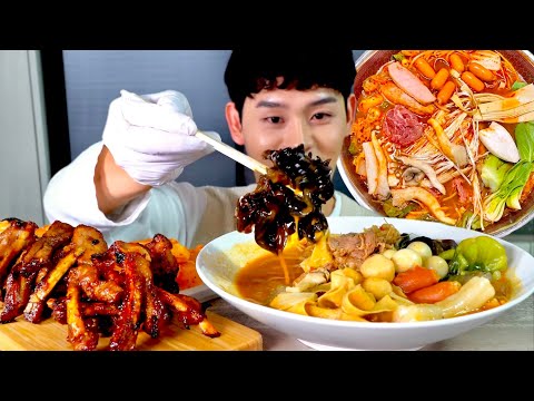 ASMR 얼큰한 마라탕 매콤달콤 숯불 쪽갈비 단무지무침 먹방 Fire Malatang With Spicy