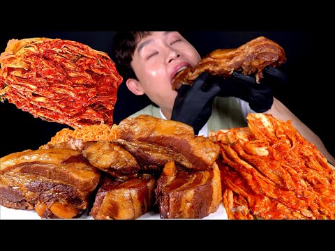 ASMR 2시간 삶은 수육과 김장김치 ft 진짜 쫄면 먹방 Braised Pork With Gimchi