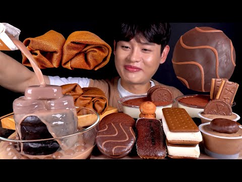 ASMR 수건초콜릿 대왕몽쉘 초코파이 쿠키오 초콜릿푸딩 트윅스바 초코파티 먹방 Chocolate Party