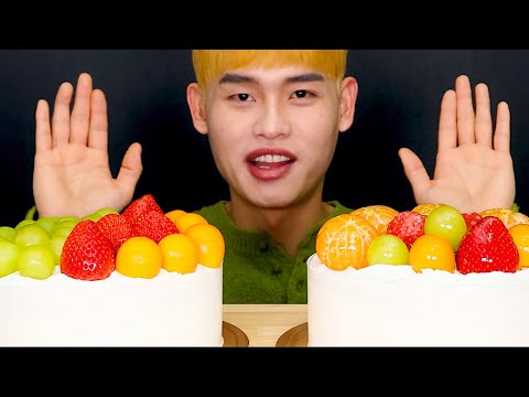 직접만들어 실패한 탕후루생크림케이크 먹방 Fruit Candy Cake MuKBang