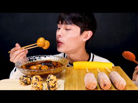 짜장국물떡볶이 명랑핫도그 날치알주먹밥 통단무지 먹방 Tteokbokki Corndog boiled egg