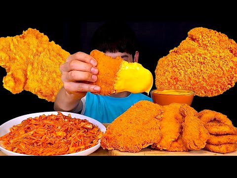 ASMR 바사삭 하바네로 지파이 매콤새콤 쫄면 오징어튀김 닭튀김 먹방 Spicy Noodles With