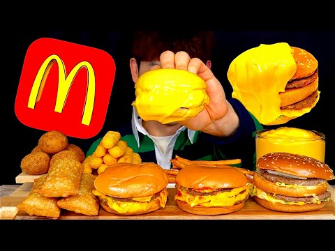 ASMR 맥도날드 트리플 치즈버거 치즈스틱 치즈볼 애플파이 치즈소스 찍먹방 McDonald s Cheese