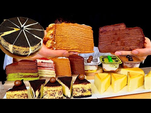 ASMR 필라델피아 오레오 치즈케이크 카라멜 초코 크레이프케이크 먹방 Philadelphia Oreo