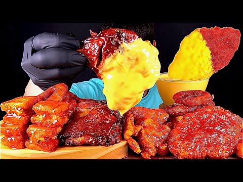 ASMR 양념순살크래커 양념지파이 양념쥐포튀김 양념멘보샤 양념소떡 치즈버거 먹방 Sweet Chicken