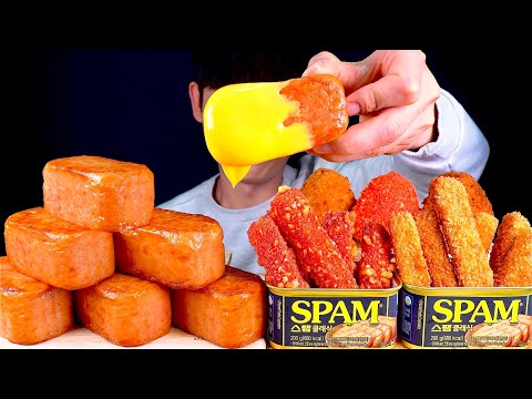 ASMR 통스팸지옥 치토스스팸 튀긴스팸 주먹밥 치토스주먹밥 치즈소스 찍먹방 Fried Spam With